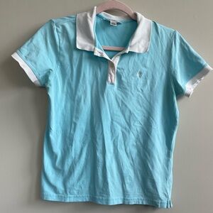 VTG Lilly Pulitzer Vintage Light Blue and White Polo Shirt